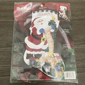 Bucilla SANTA'S LIST Felt Sequin Christmas Stocking Kit 84772 New Sealed